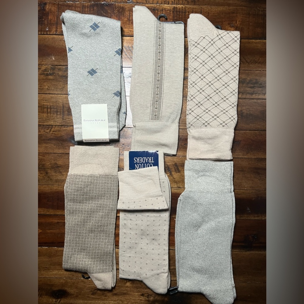 LOT 6 Mens Dress Socks Khaki Tan Size 10-13